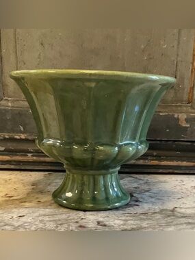 Vintage Green Ceramic Pedestal Vase
